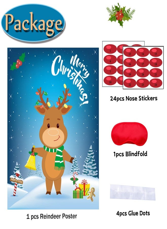 Funnlot Christmas Games for Kids Pin The Nose on The Reindeer Christmas Holiday Party Games Activities Decorations Reusable 24 Noses Stickers and 1 Blindfold for Kids Adults - Image 3